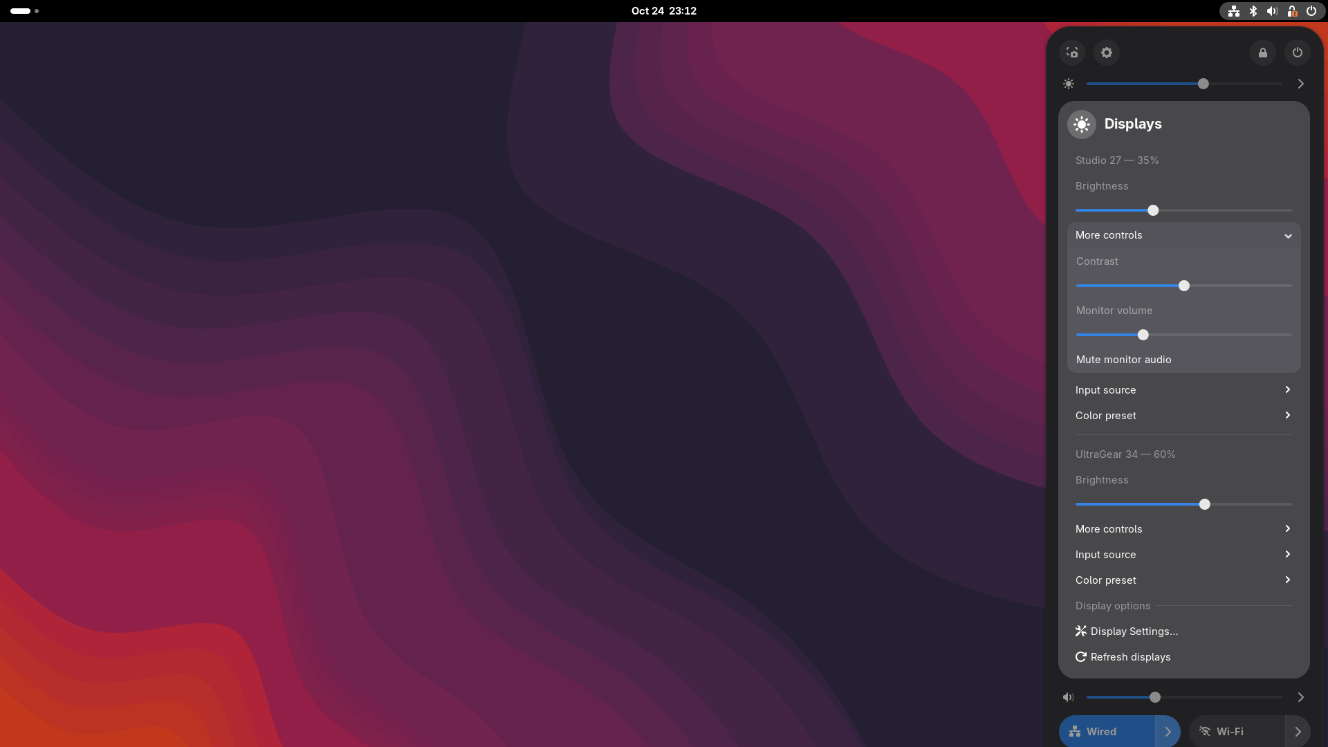 Contrast and monitor volume controls