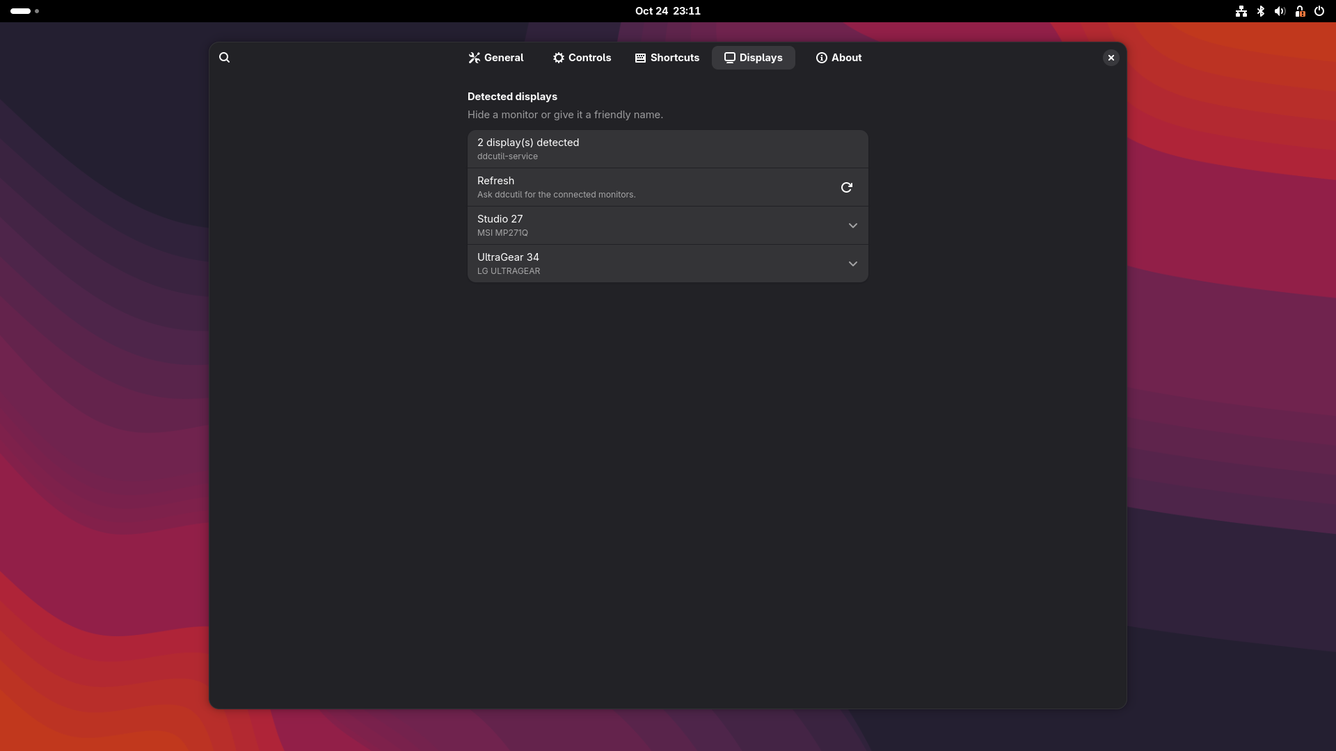 Display preferences with custom names and visibility